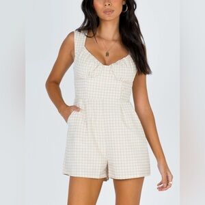 PRINCESS POLLY Lucky Star Gingham Playsuit Romper Size 6 NWT